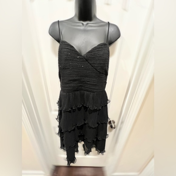 Alex Evenings Black Tiered Evening Cocktail Dress 12 - Picture 1 of 10